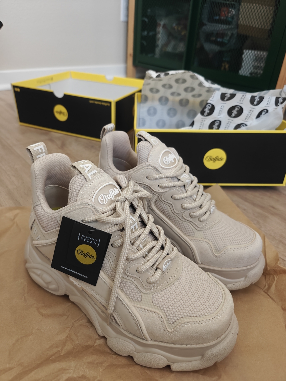 Buffalo Beige Platform Sneakers VEGAN